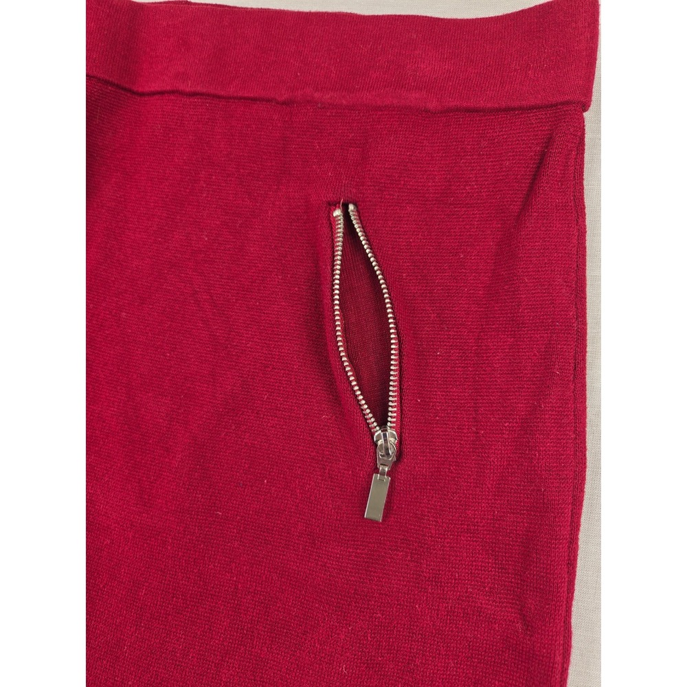 Alfani Womens XS Burgundy Red Knit Mini Skirt Zipper Accents Cotton Blend 2790 - Picture 6 of 9